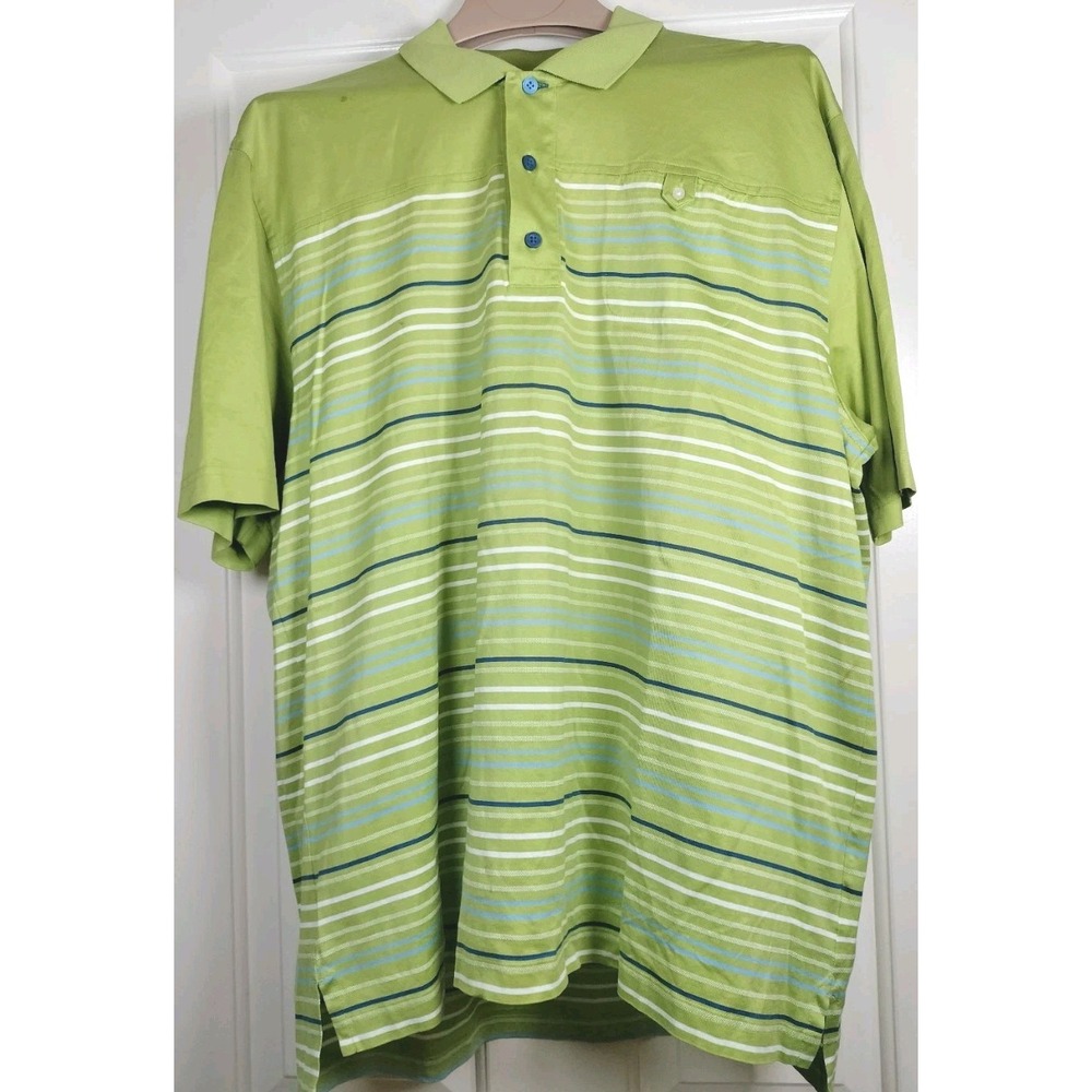 Brooks Brothers St Andrews Links Polo Shirt Men L Green Striped Golf